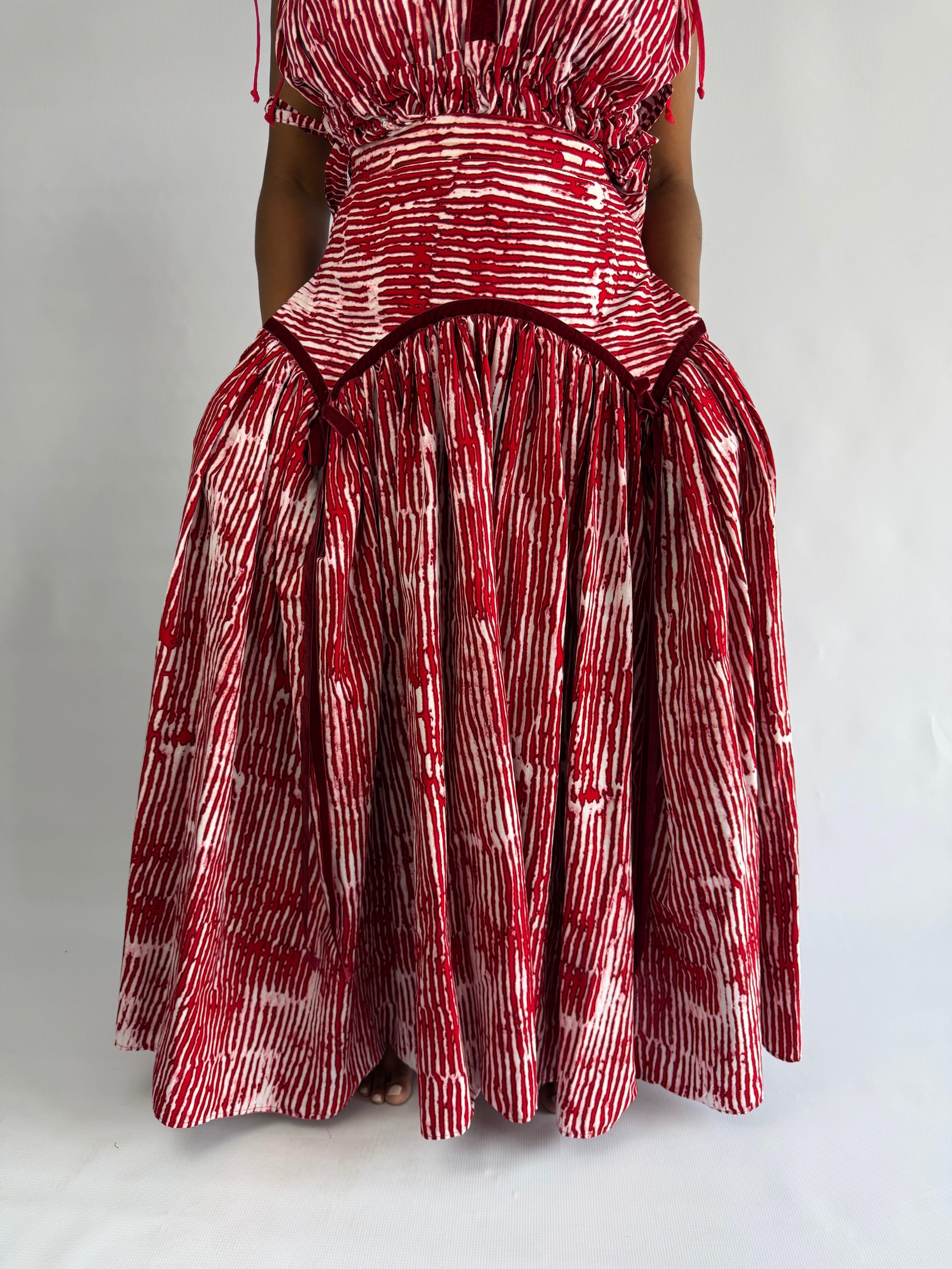 Red & white Mwezi Skirt